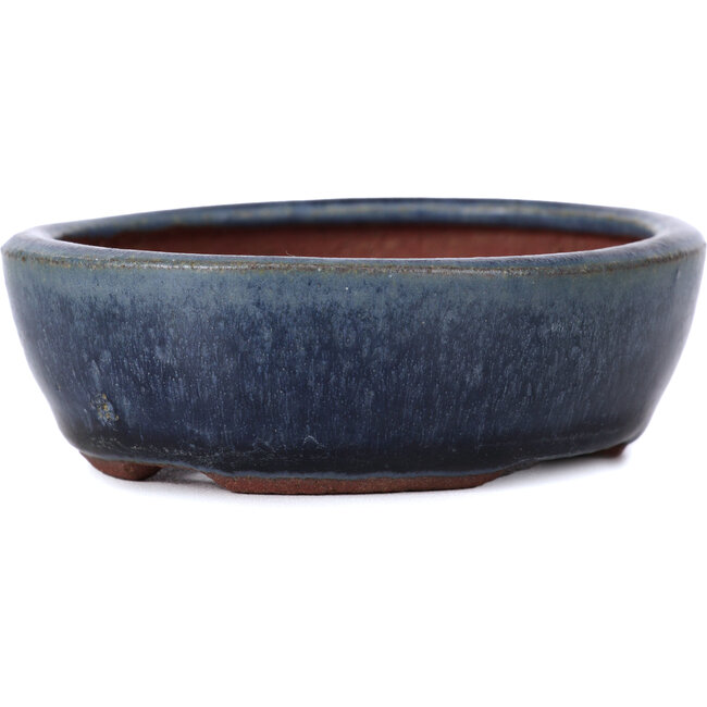 Oval blue bonsai pot by Yozan - 96 x 85 x 30 mm