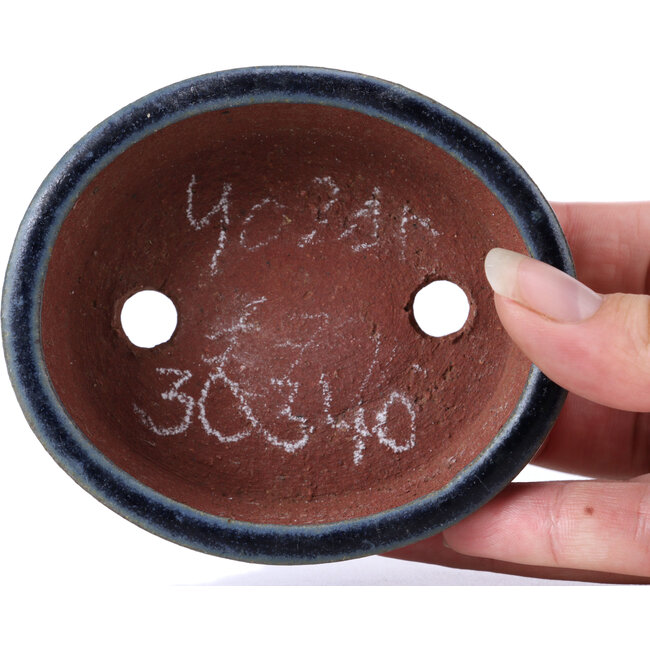 Maceta de bonsái azul ovalada de Yozan - 96 x 85 x 30 mm