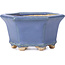 Hexagonal blue bonsai pot by Hattori - 90 x 80 x 50 mm