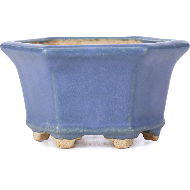 Vaso per bonsai esagonale blu di Hattori - 90 x 80 x 50 mm