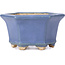 Hexagonal blue bonsai pot by Hattori - 90 x 80 x 50 mm