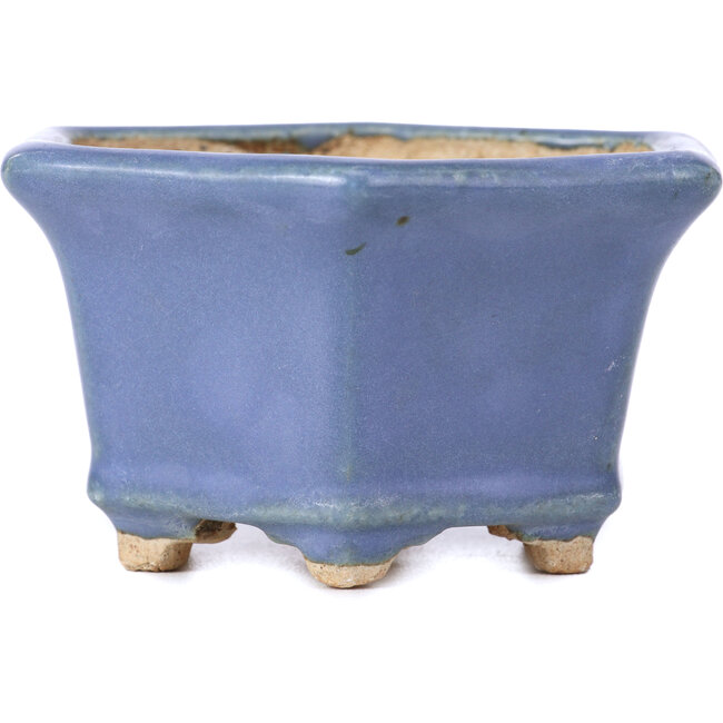 Pot à bonsaï hexagonal bleu par Hattori - 90 x 80 x 50 mm