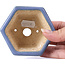 Pot à bonsaï hexagonal bleu par Hattori - 90 x 80 x 50 mm