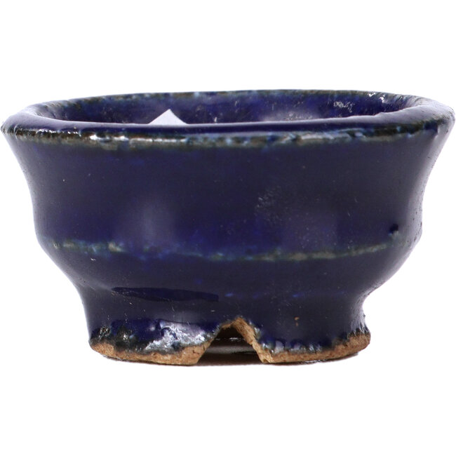Ronde blauwe bonsaipot van Hattori - 40 x 40 x 20 mm
