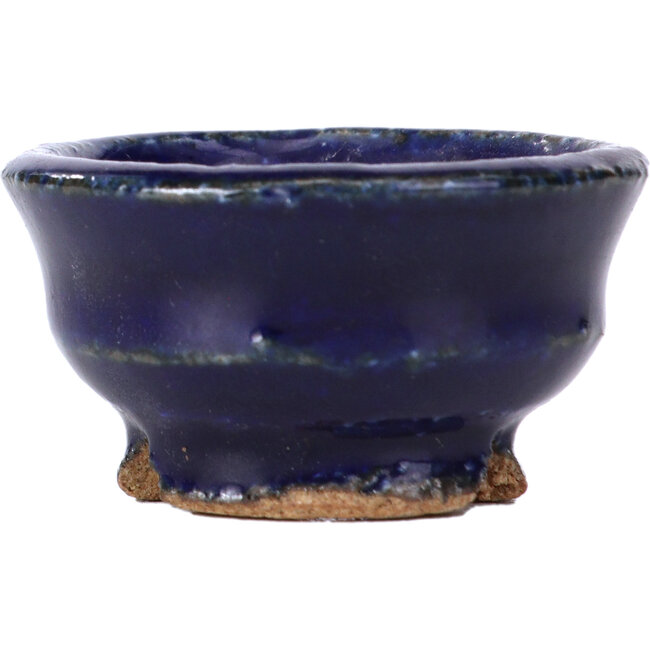Round blue bonsai pot by Hattori - 40 x 40 x 20 mm