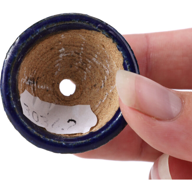 Round blue bonsai pot by Hattori - 40 x 40 x 20 mm