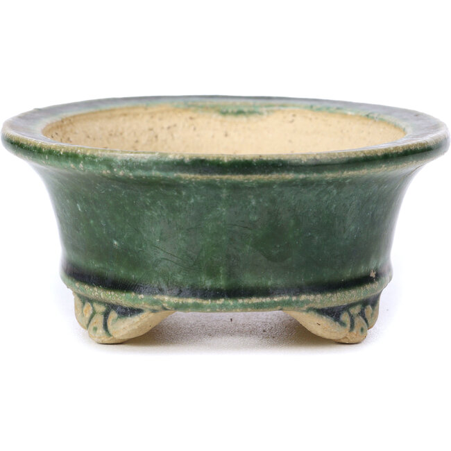 Vaso bonsai ovale verde di Shibakatsu - 125 x 100 x 50 mm