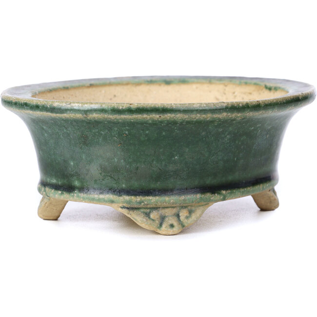 Vaso bonsai ovale verde di Shibakatsu - 125 x 100 x 50 mm