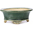 Pot à bonsaï ovale vert par Shibakatsu - 125 x 100 x 50 mm