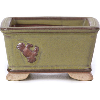  Other Tokoname bonsai pot makers 65 mm square green pot from Tokoname, Japan