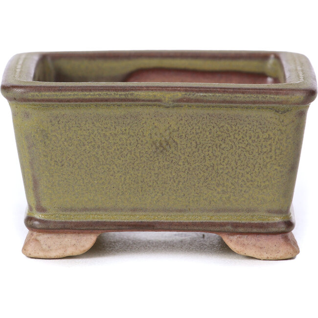 Square green bonsai pot - 65 x 65 x 35 mm