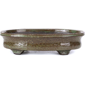 Adriaans, Limburg 160 mm oval green bonsai pot by Adriaans, Limburg, The Netherlands