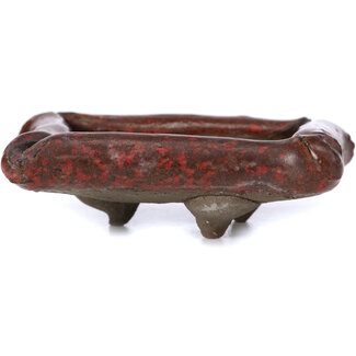  Tosui 80 mm rectangular red bonsai pot by Tosui, Japan