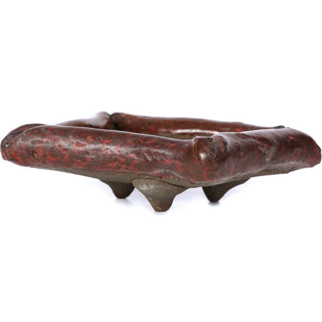 Maceta de bonsái roja rectangular de Tosui - 80 x 65 x 32 mm