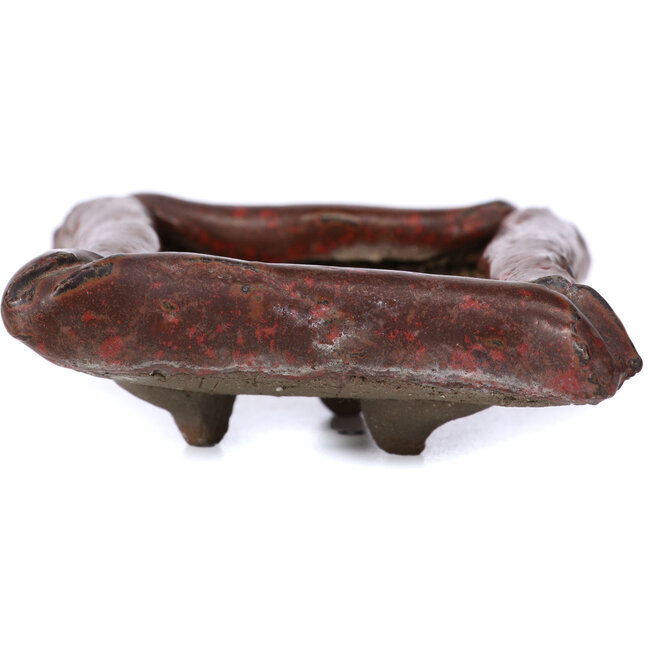 Rechteckige rote Bonsaischale von Tosui - 80 x 65 x 32 mm