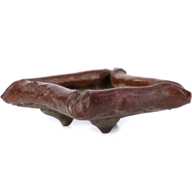 Vaso rettangolare per bonsai rosso di Tosui - 80 x 65 x 32 mm