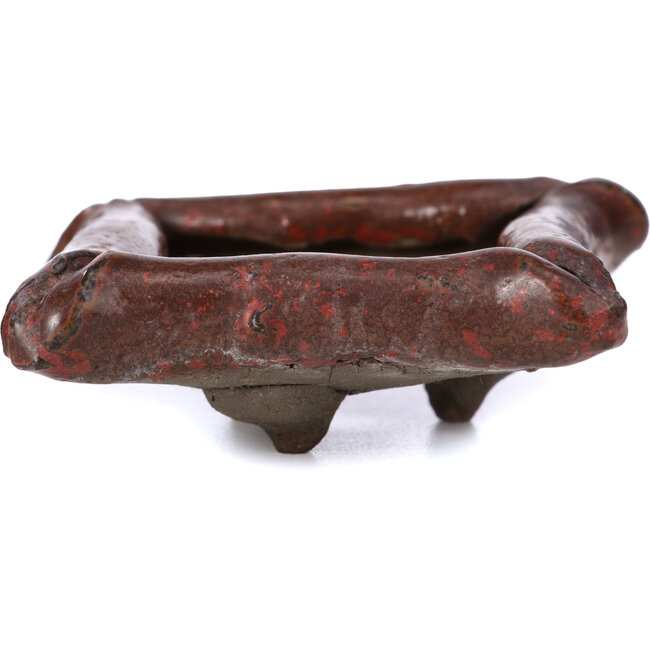 Pot à bonsaï rectangulaire rouge par Tosui - 80 x 65 x 32 mm