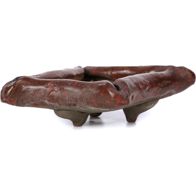 Rectangular red bonsai pot by Tosui - 80 x 65 x 32 mm