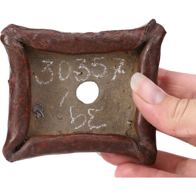 Vaso rettangolare per bonsai rosso di Tosui - 80 x 65 x 32 mm