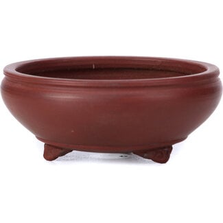 Bigei - Hirata Atsumi 92 mm round unglazed bonsai pot by Bigei, Tokoname, Japan