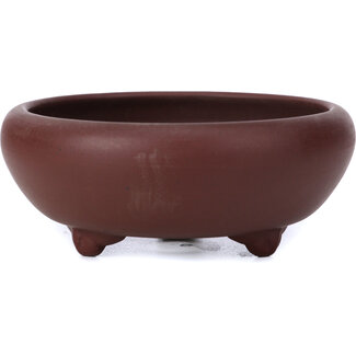 Bigei - Hirata Atsumi 95 mm round unglazed bonsai pot by Bigei, Tokoname, Japan