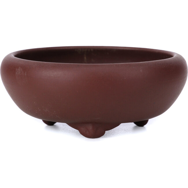 Ronde ongeglazuurde bonsaipot van Bigei- 95 x 95 x 40 mm