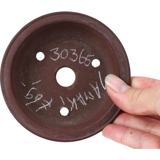 Round unglazed bonsai pot by Yamaaki - 100 x 100 x 28 mm