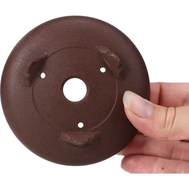 Runde unglasierte Bonsaischale von Yamaaki - 90 x 90 x 30 mm