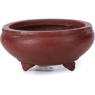 Bigei - Hirata Atsumi 50 mm round unglazed bonsai pot by Bigei, Tokoname, Japan