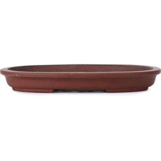 Shibakatsu (Katsuichi Shibata) 155 mm oval unglazed bonsai pot by Shibakatsu, Tokoname, Japan