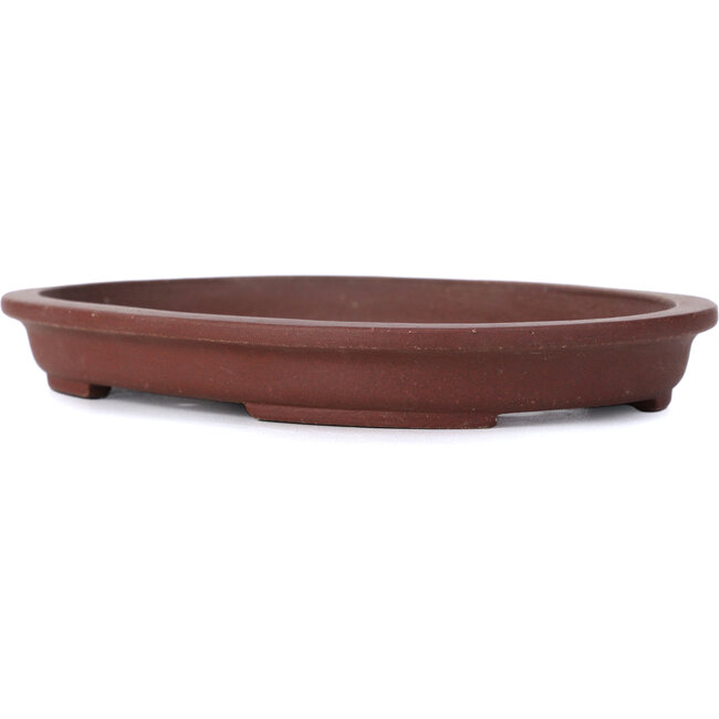 Ovale unglasierte Bonsaischale von Shibakatsu - 155 x 115 x 20 mm