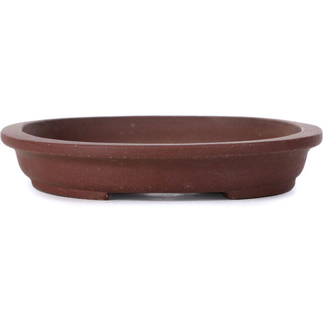 Oval unglazed bonsai pot by Shibakatsu - 155 x 115 x 20 mm