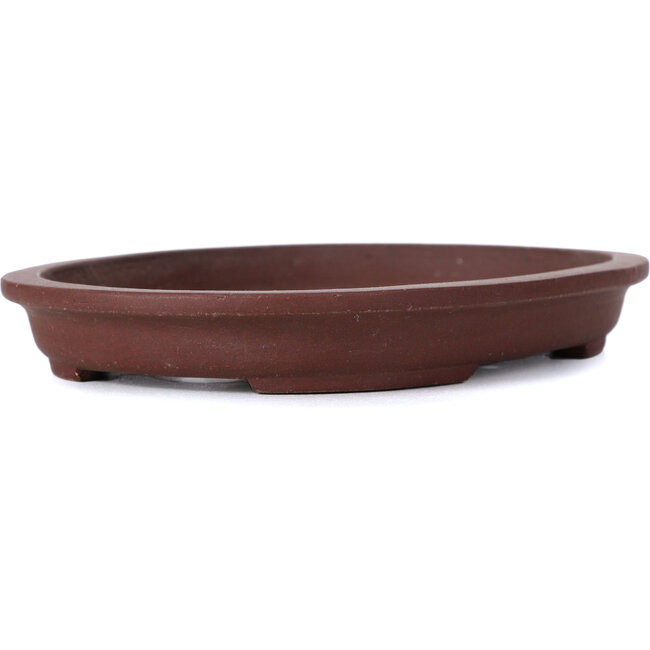 Ovale ongeglazuurde bonsaipot van Shibakatsu - 155 x 115 x 20 mm
