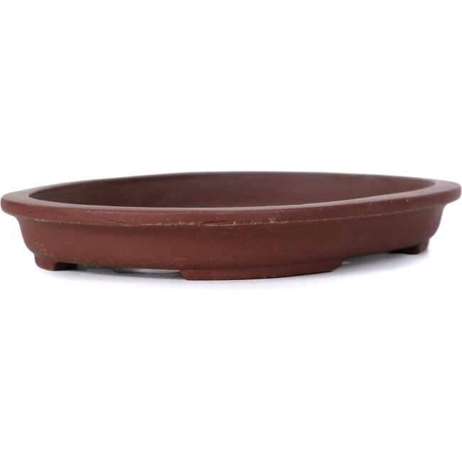 Ovale unglasierte Bonsaischale von Shibakatsu - 155 x 115 x 20 mm