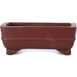  Shibakatsu (Katsuichi Shibata) 100 mm rectangular unglazed bonsai pot by Shibakatsu, Tokoname, Japan