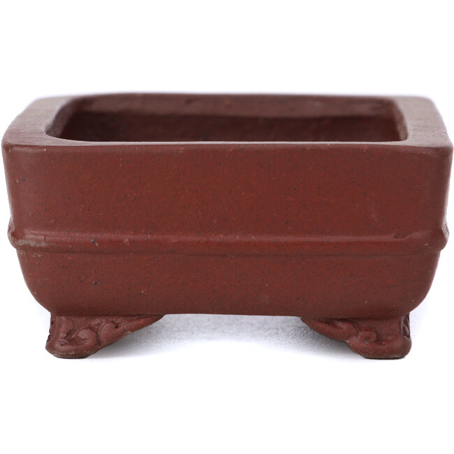 Rectangular unglazed bonsai pot by Shibakatsu - 100 x 75 x 35 mm