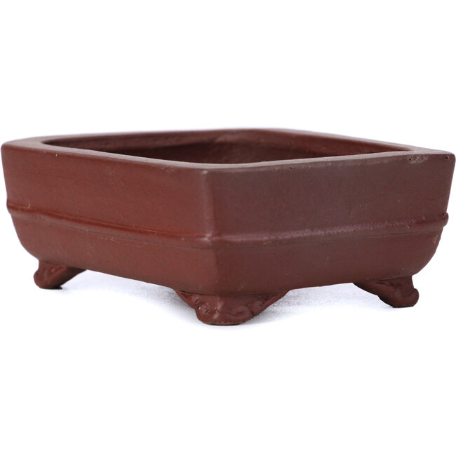 Rectangular unglazed bonsai pot by Shibakatsu - 100 x 75 x 35 mm