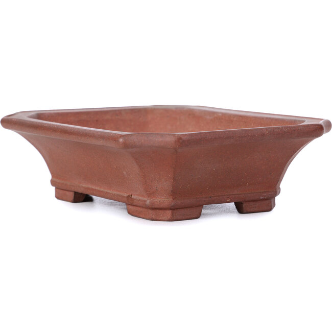 Maceta de bonsái rectangular sin esmaltar de Yamaaki - 143 x 113 x 40 mm