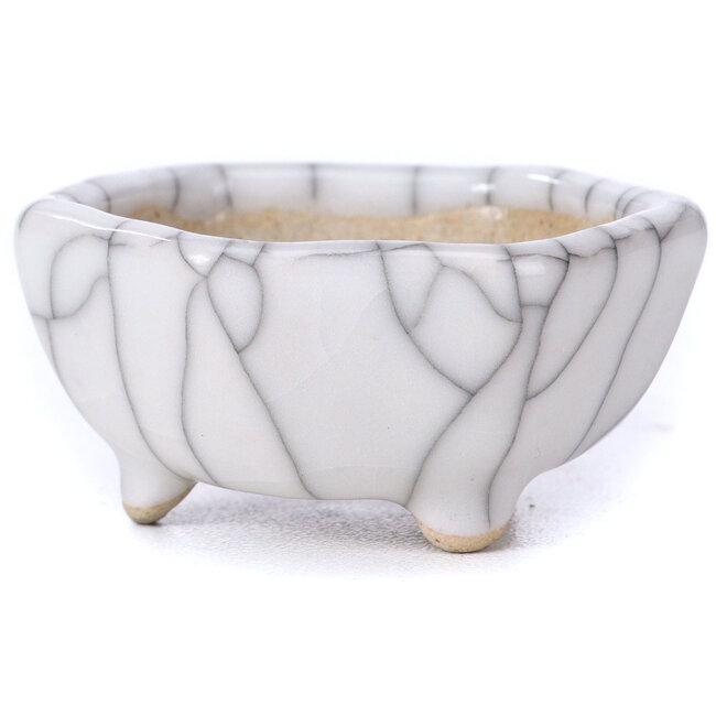 Sechseckige weiße Bonsaischale - 45 x 45 x 22 mm