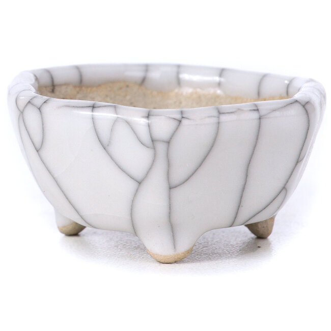 Sechseckige weiße Bonsaischale - 45 x 45 x 22 mm