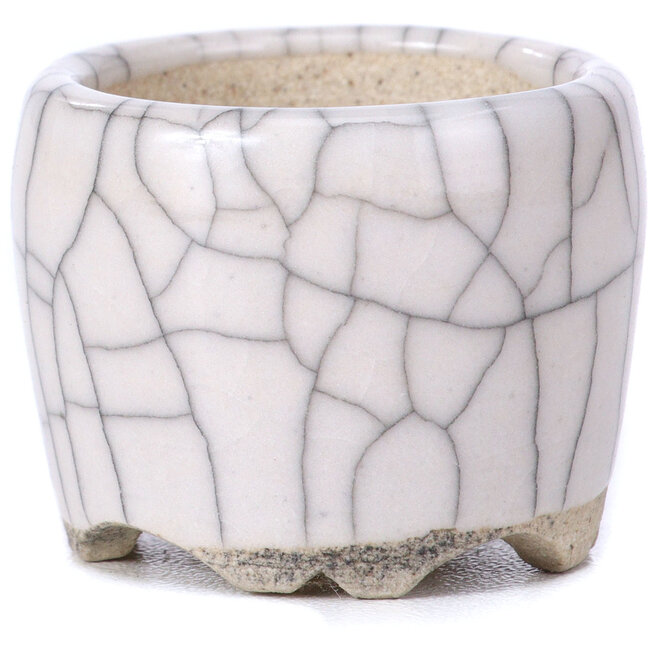 Round white bonsai pot - 35 x 35 x 28 mm