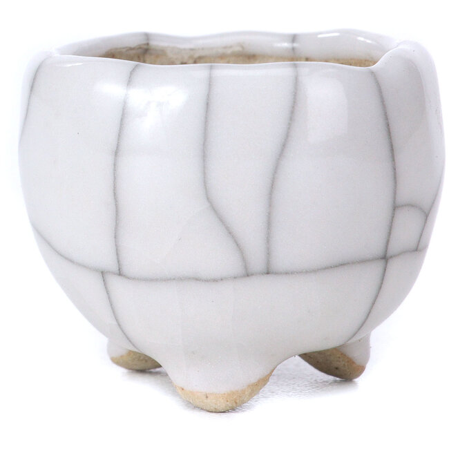 Round white bonsai pot - 35 x 35 x 25 mm