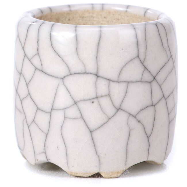 Round white bonsai pot - 30 x 30 x 30 mm