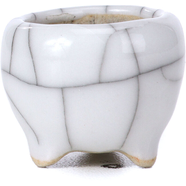 Round white bonsai pot - 30 x 30 x 28 mm