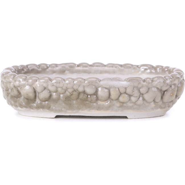 Oval grey bonsai pot - 95 x 60 x 22 mm