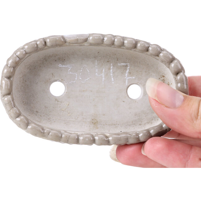 Oval grey bonsai pot - 95 x 60 x 22 mm
