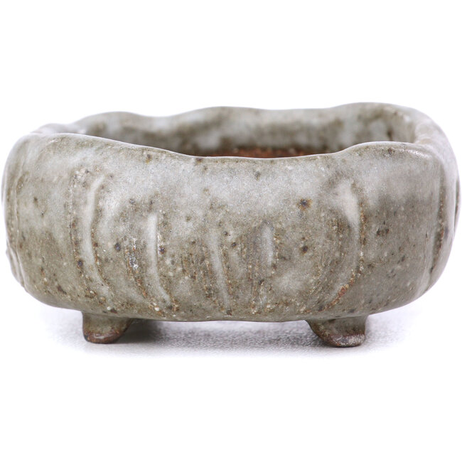 Vierkante grijze geglazuurde bonsaipot - 60 x 60 x 25 mm