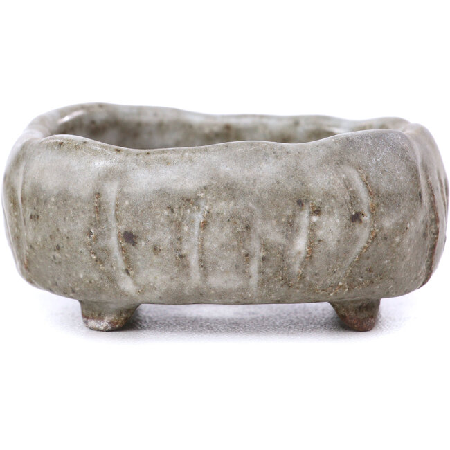 Vaso per bonsai quadrato smaltato grigio - 60 x 60 x 25 mm