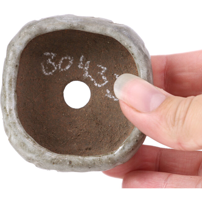 Vaso per bonsai quadrato smaltato grigio - 60 x 60 x 25 mm