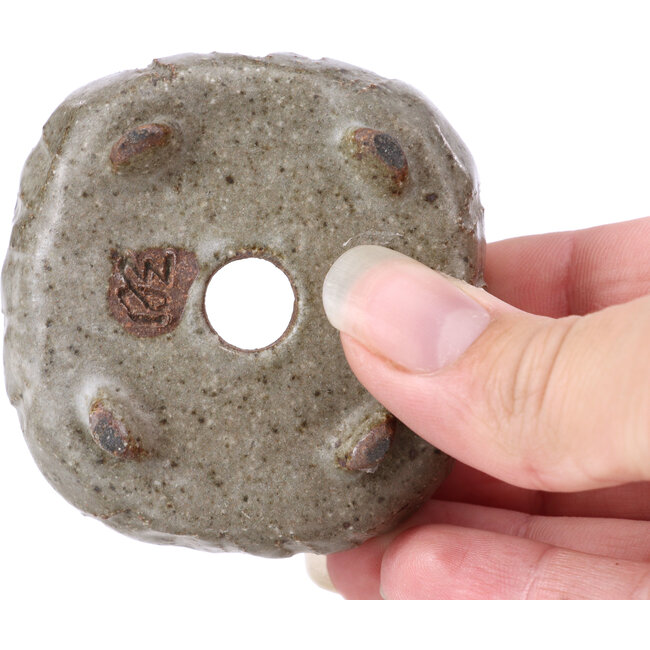 Pot à bonsaï carré émaillé gris - 60 x 60 x 25 mm